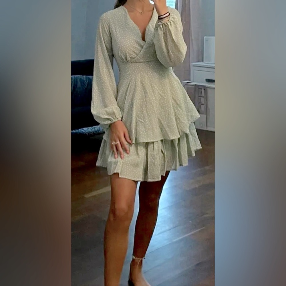 Japna green polka dot wrap dress